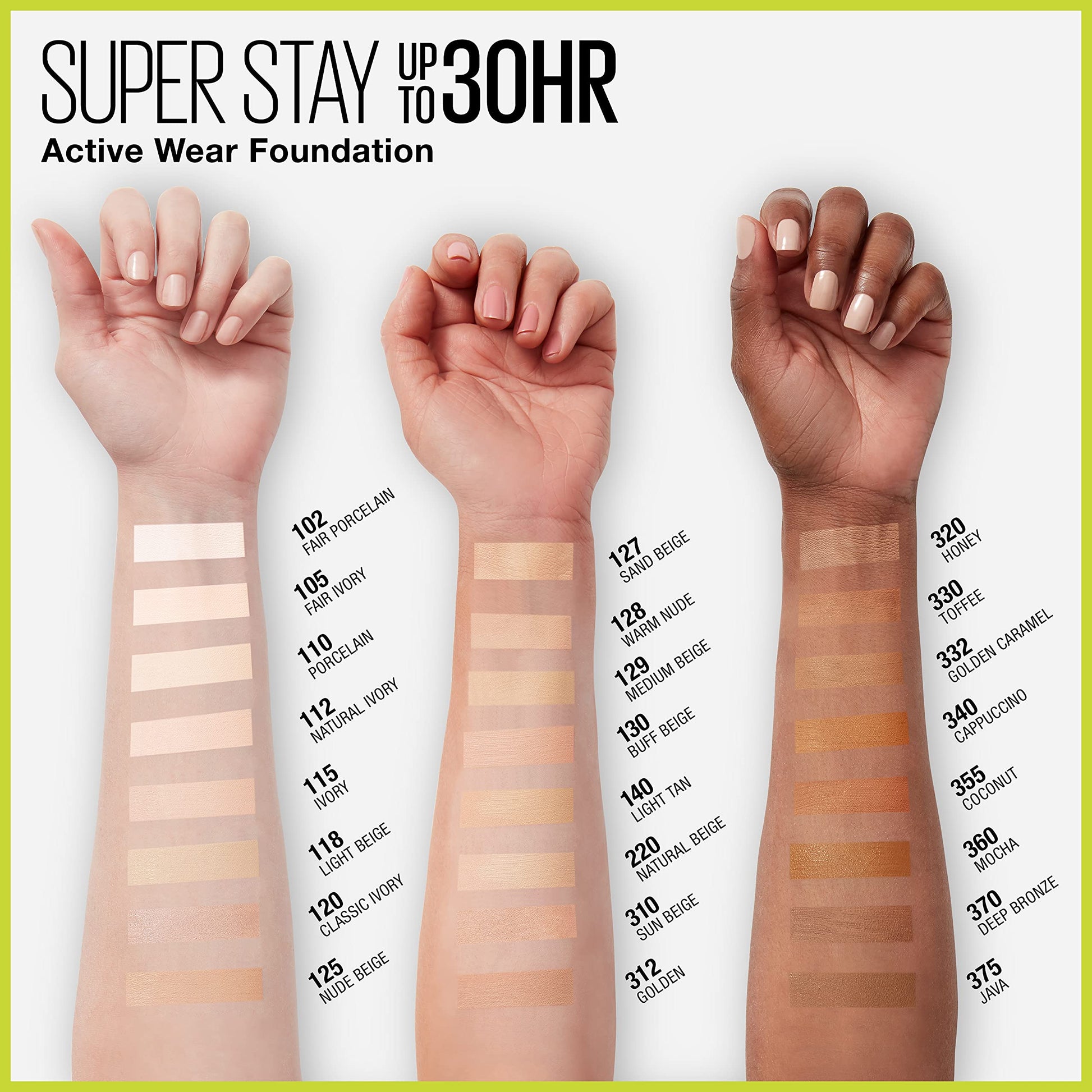 Side view of Maybelline Super Stay foundation bottle showing branding