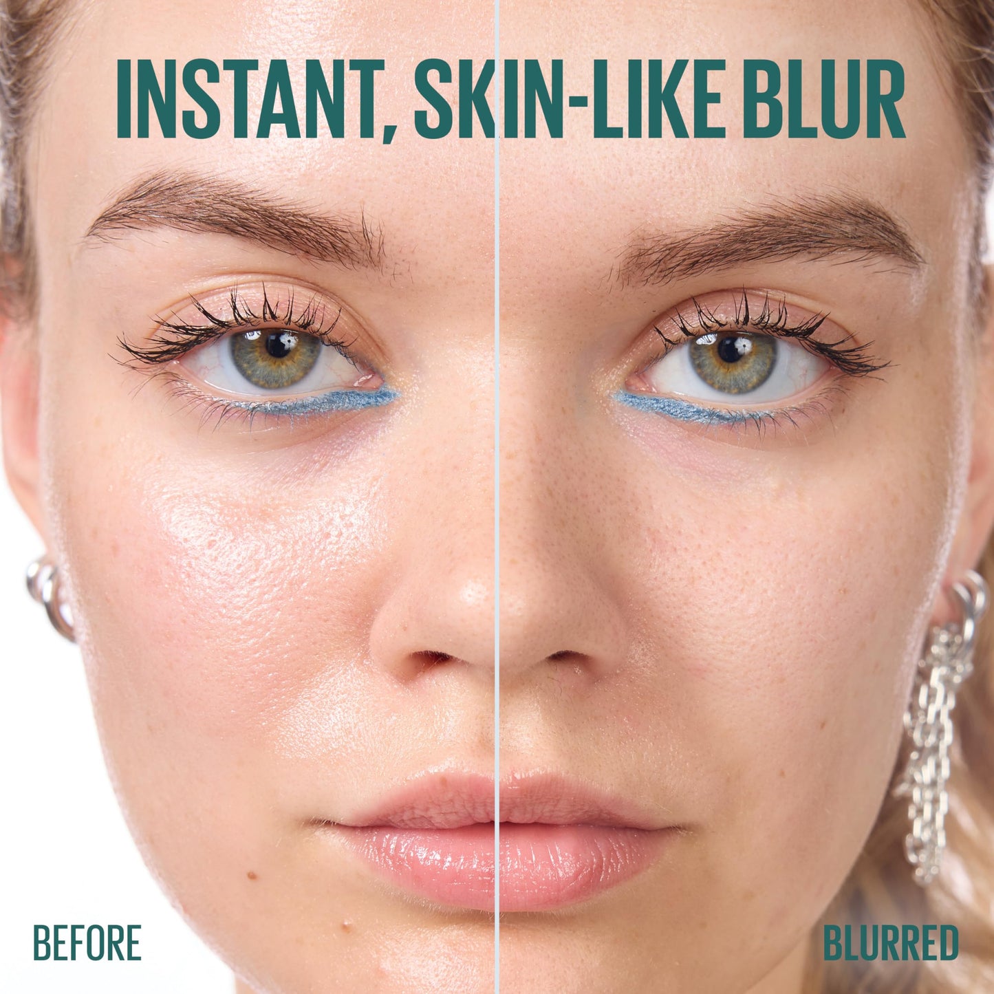 Maybelline Poreless Jelly Primer demonstrating pore blurring effect