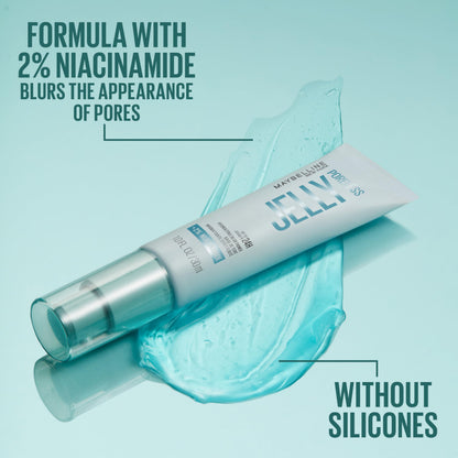 Back of Maybelline Poreless Jelly Primer packaging with ingredients