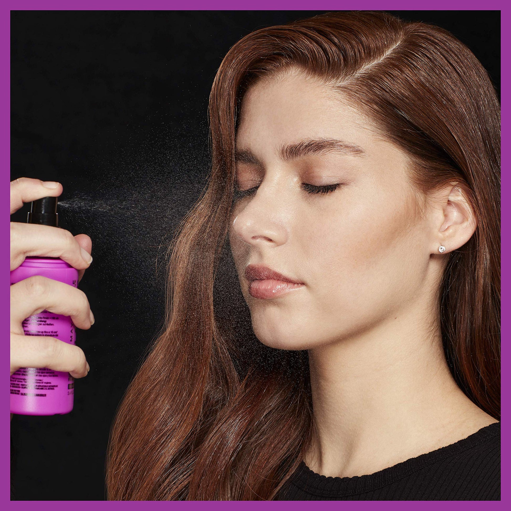 Side profile of Maybelline 3.4 fluid ounce setting spray bottle