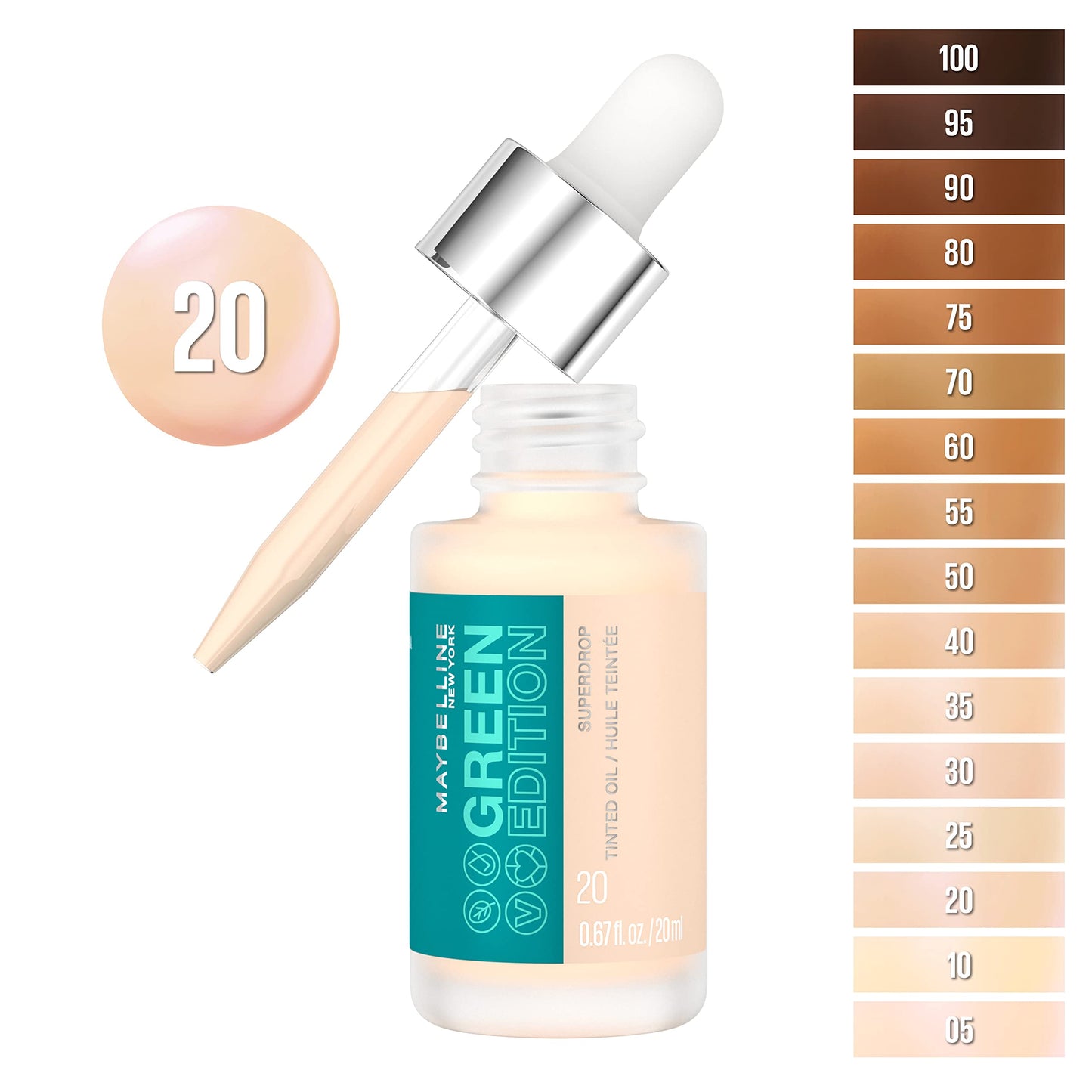 Maybelline adjustable natural coverage liquid skin tint dropper application closeup