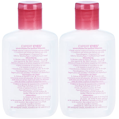 Maybelline Expert Eyes makeup remover bottles side view