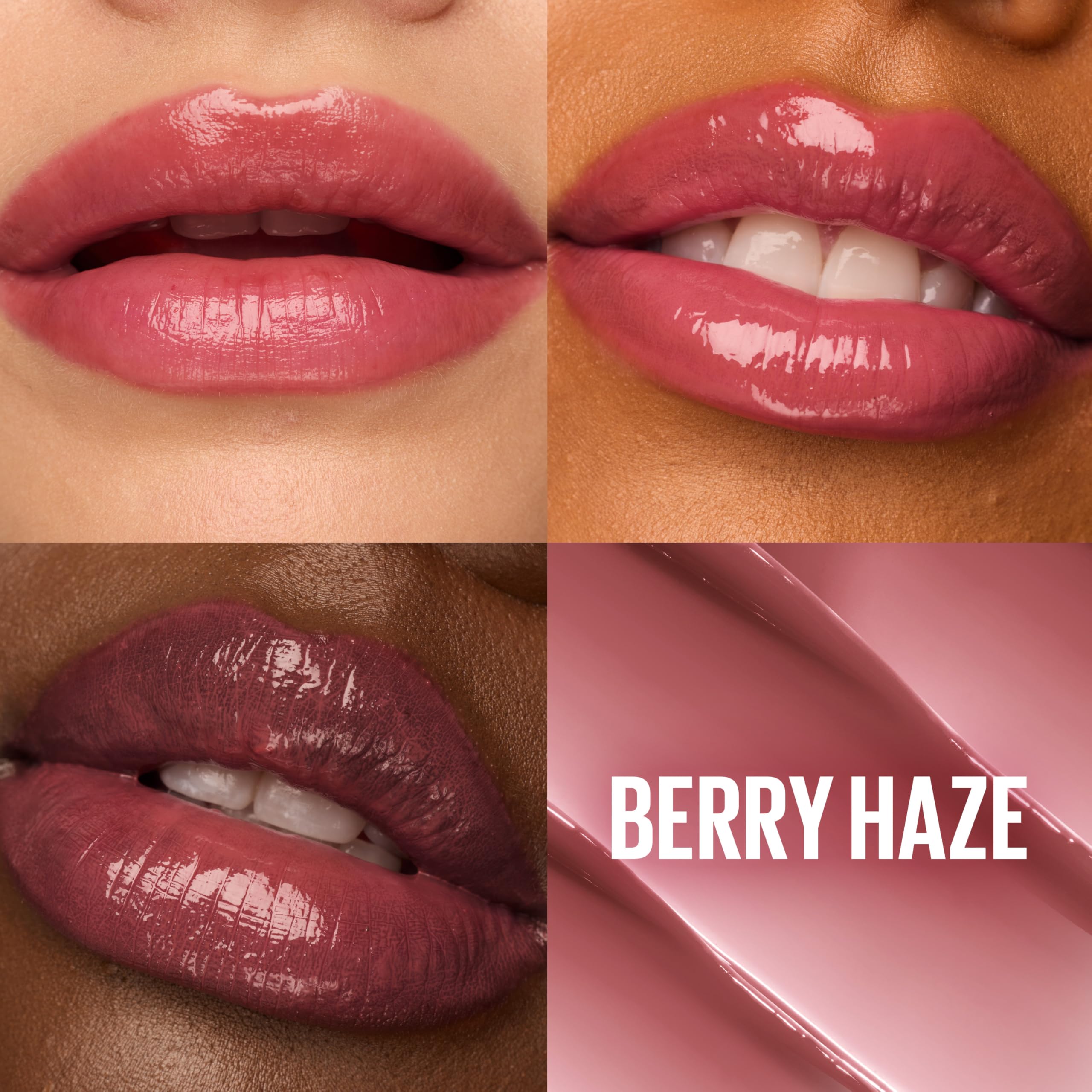 Maybelline Lifter Glaze Oil Balm Berry Haze texture and color swatch
