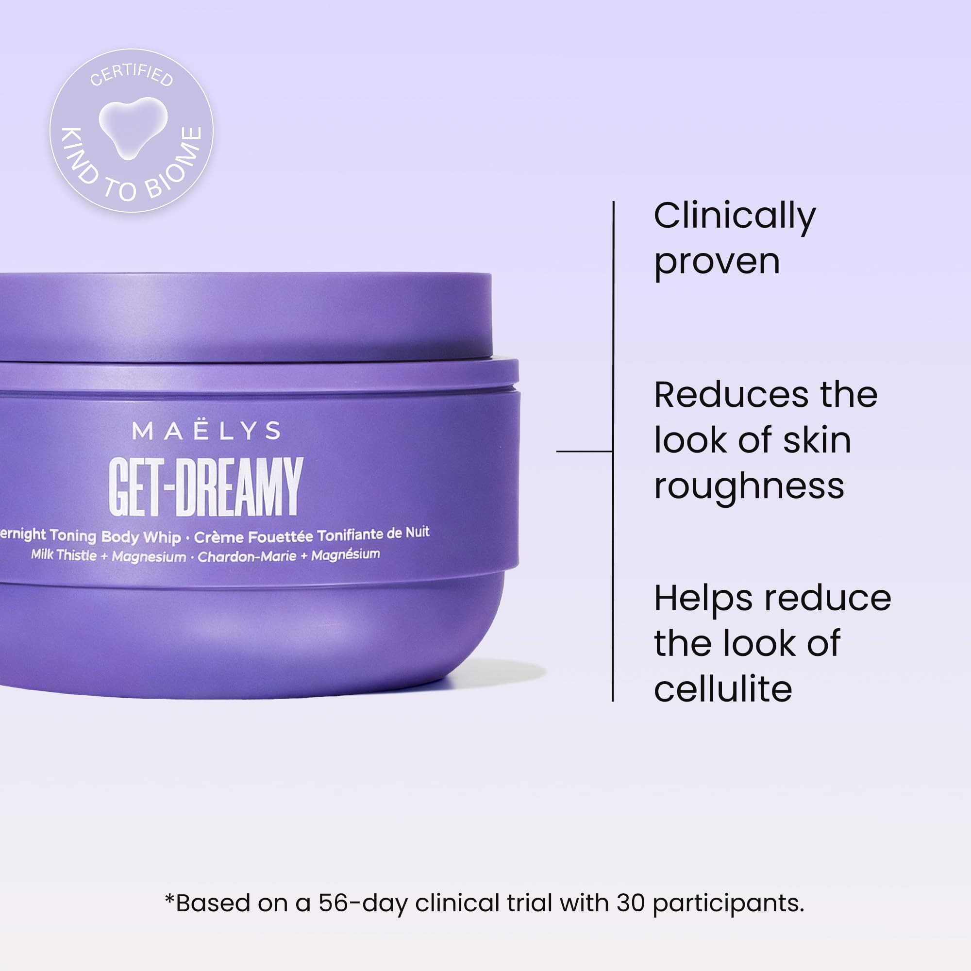 Maelys Get Dreamy skin tightening body cream open jar showing whipped texture