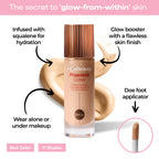 MCoBeauty 4-in-1 radiant primer liquid texture swatch on skin