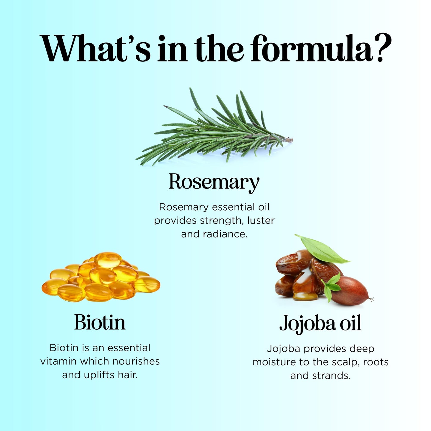 Biotin and rosemary essential oil hair fall control shampoo set.