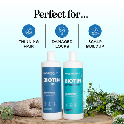 Maple Holistics 8 ounce shampoo and conditioner bottles for fuller hair texture.