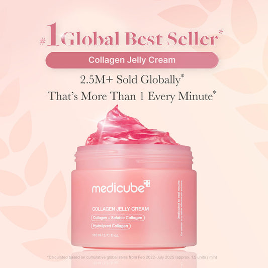 Medicube transparent anti aging facial gel moisturizer texture shot displaying the bouncy jelly formula