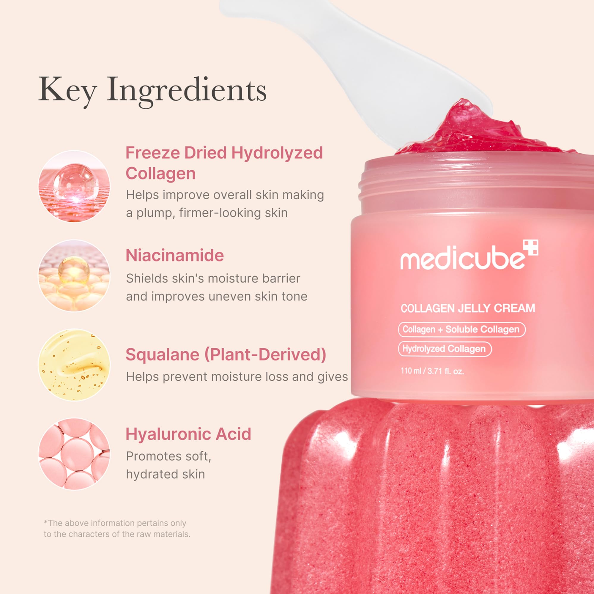 Medicube freeze dried hydrolyzed collagen face cream displayed on a clean minimalist surface
