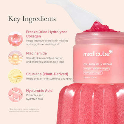 Medicube freeze dried hydrolyzed collagen face cream displayed on a clean minimalist surface