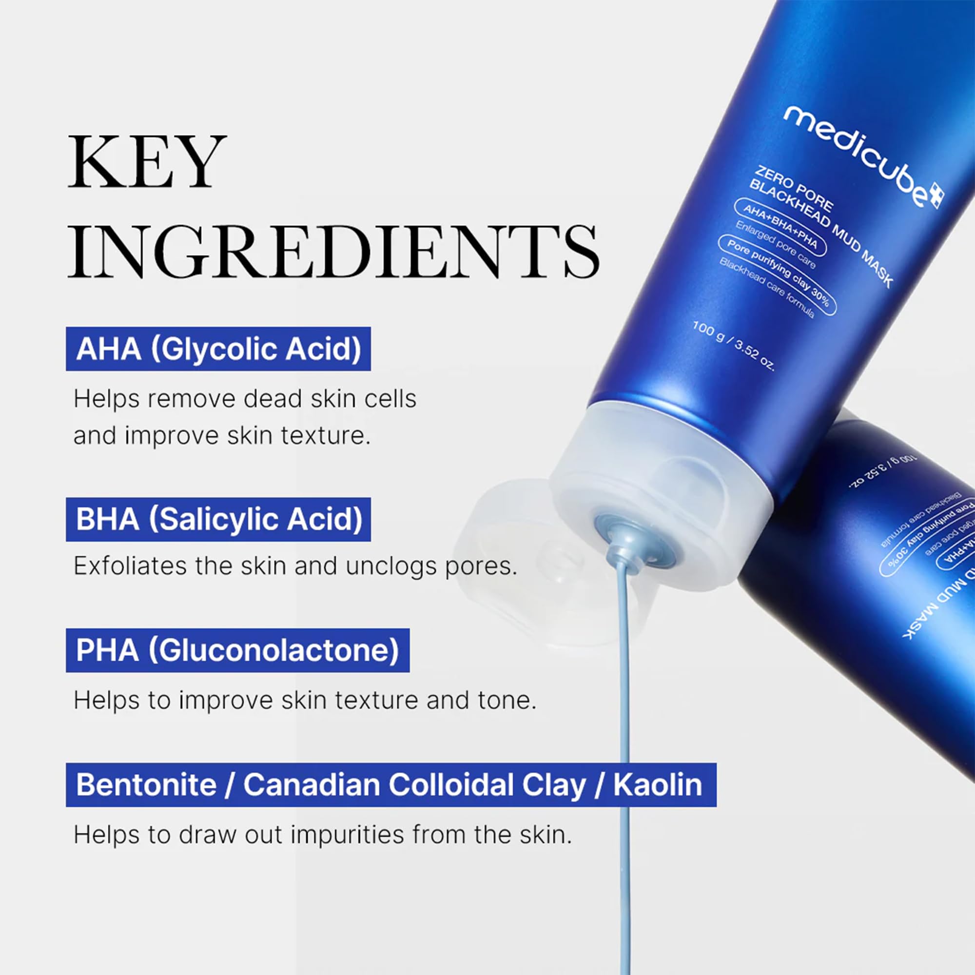 Texture shot of the blue quick dry Medicube clay facial mask