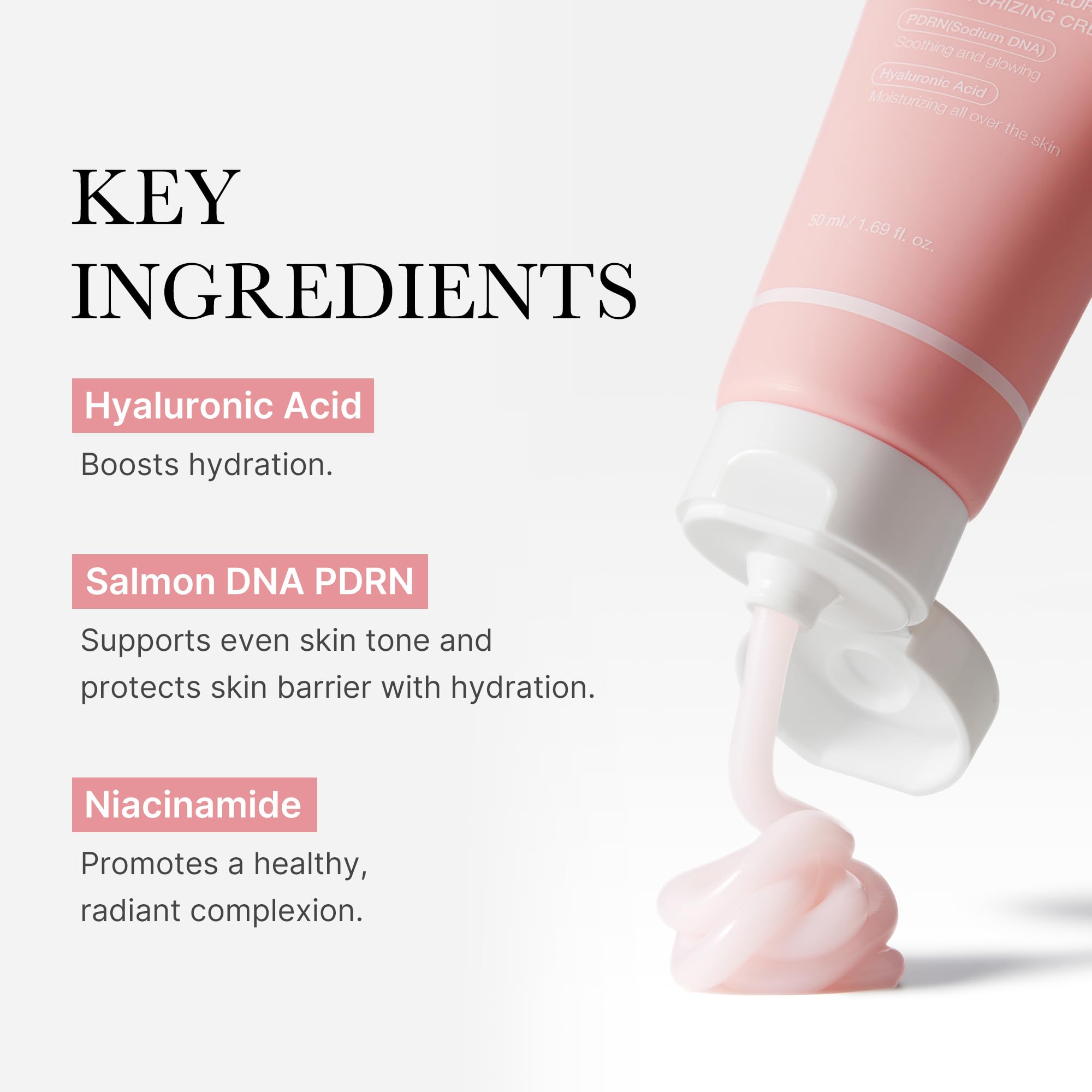 Skincare application showing Medicube Pink Hyaluronic Cream absorbing into the skin barrier