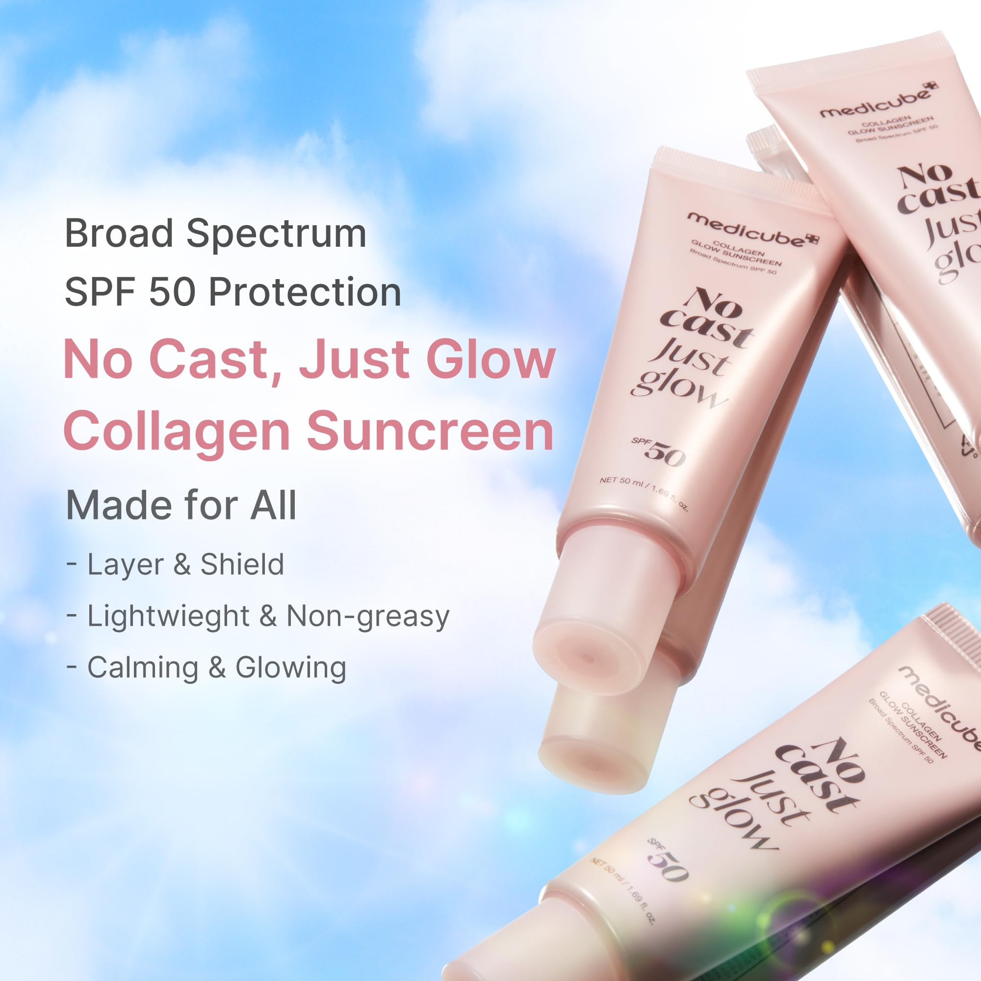 Medicube sunscreen bottle showing SPF 50 label