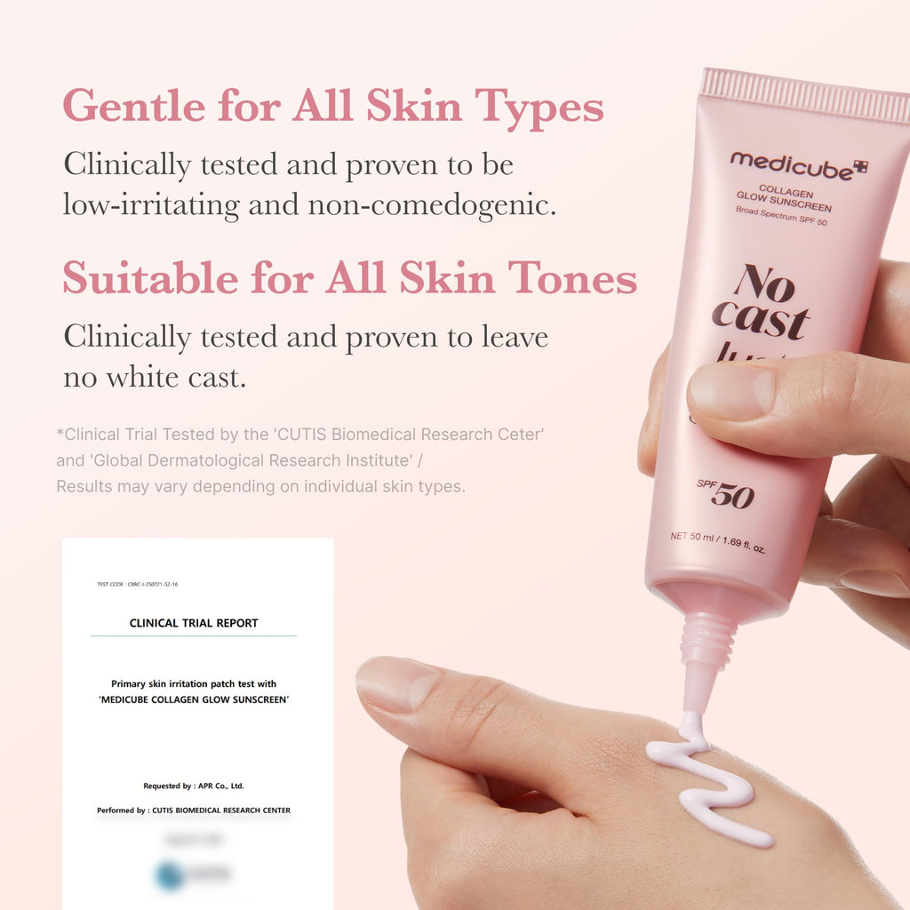 Model skin applying Medicube hydrating face sunscreen