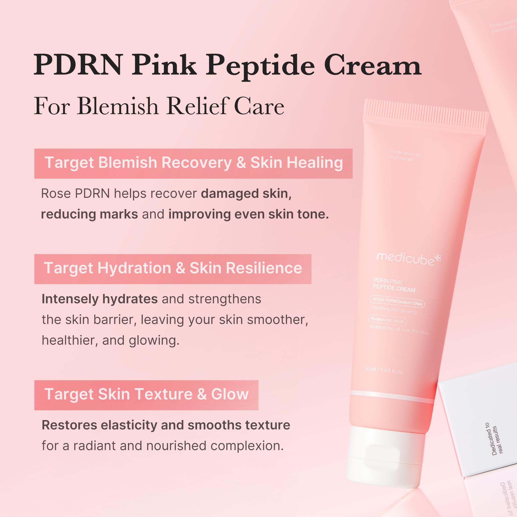 Medicube salmon DNA face cream tube standing upright against a clean aesthetic backdrop.