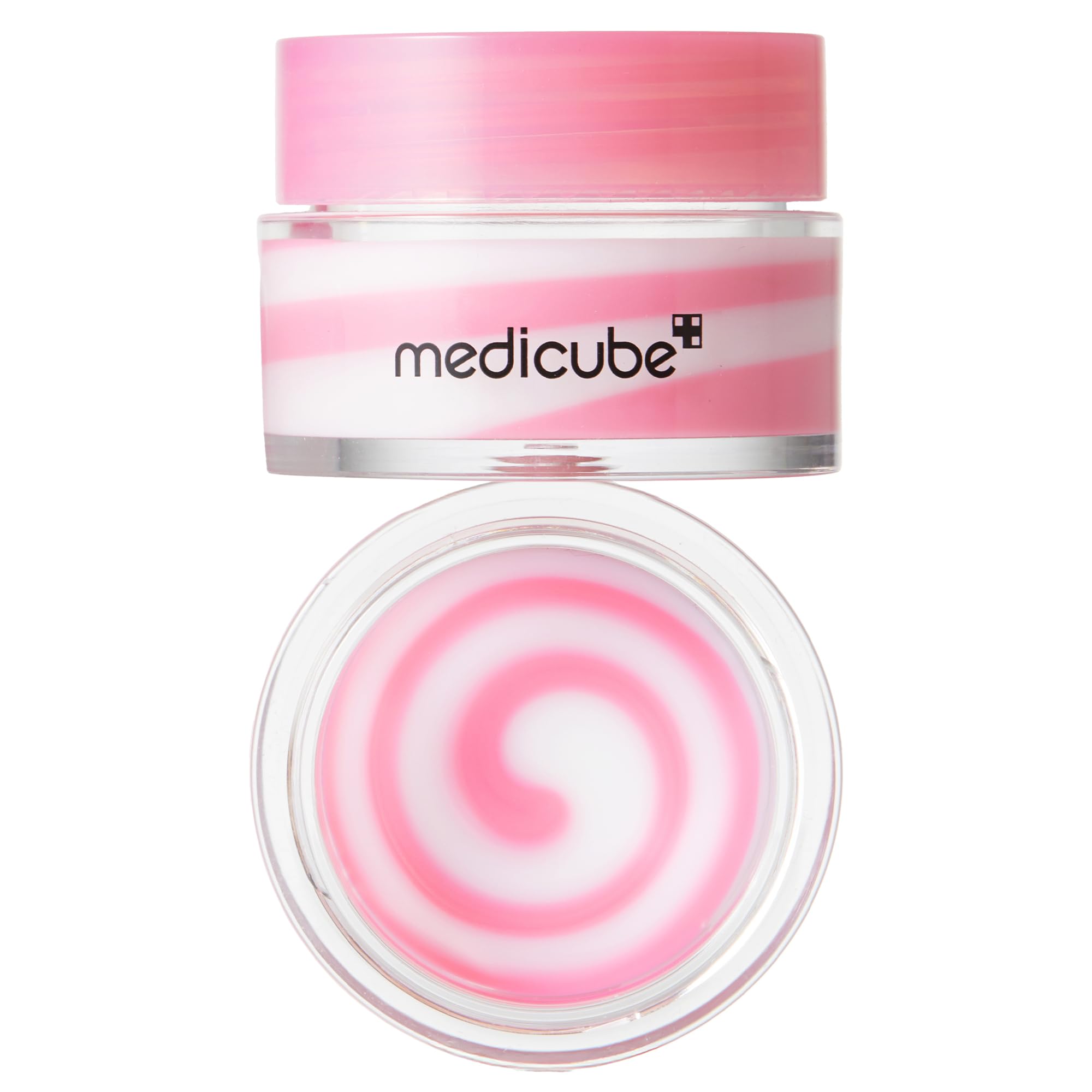 Medicube Salmon DNA and Collagen Lip Balm open container displaying the pink mask texture