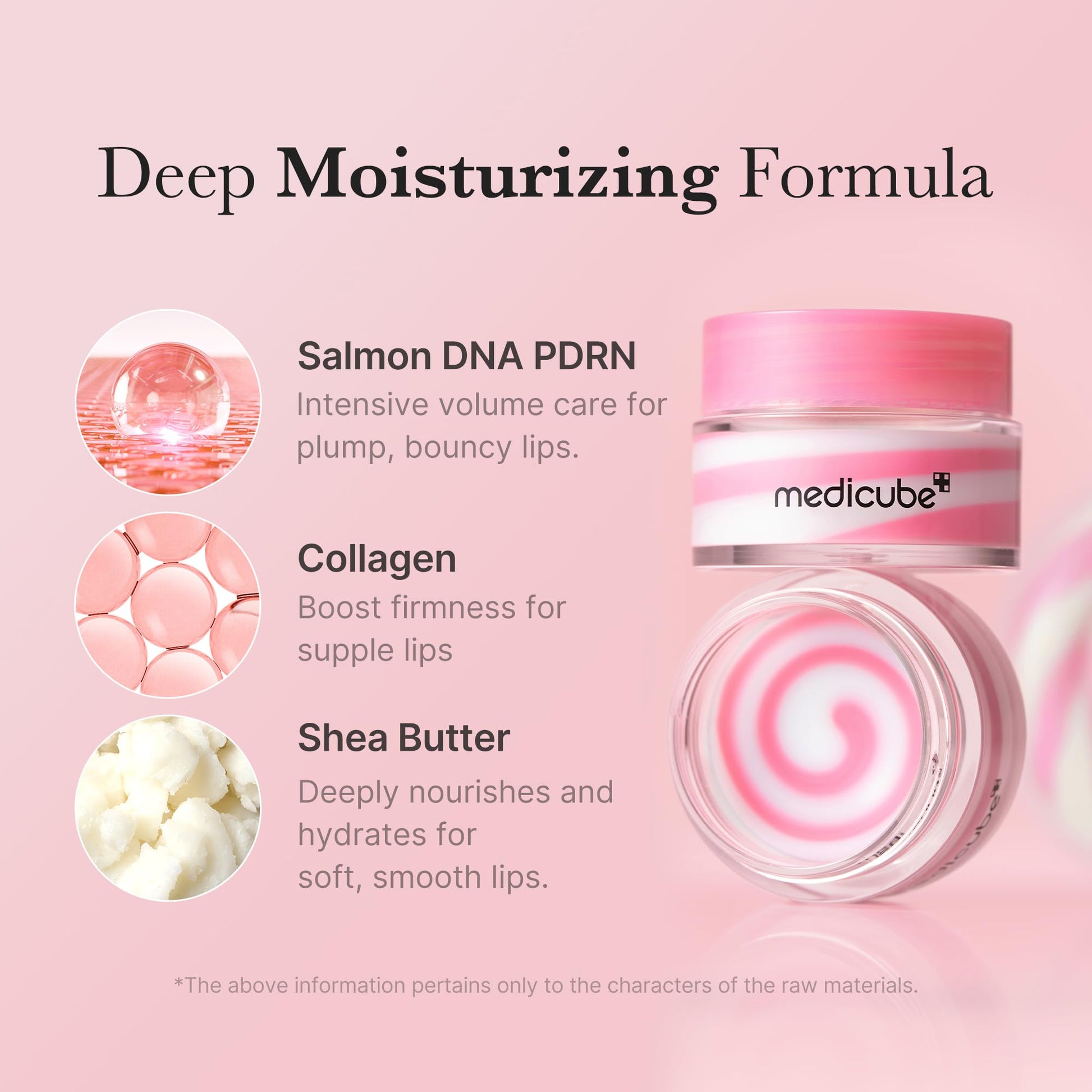 Medicube PDRN pink caffeine lip mask standing upright on a clean retail display background