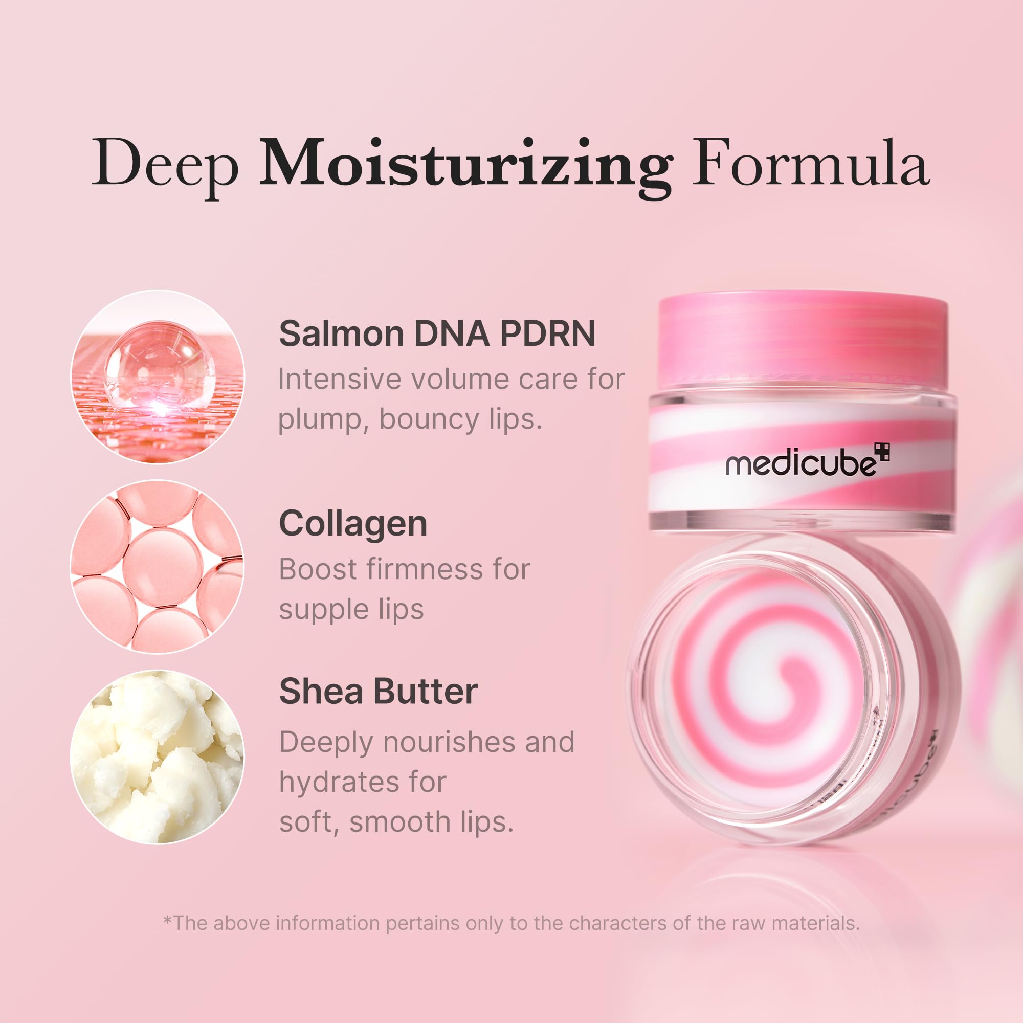 Medicube PDRN pink caffeine lip mask standing upright on a clean retail display background