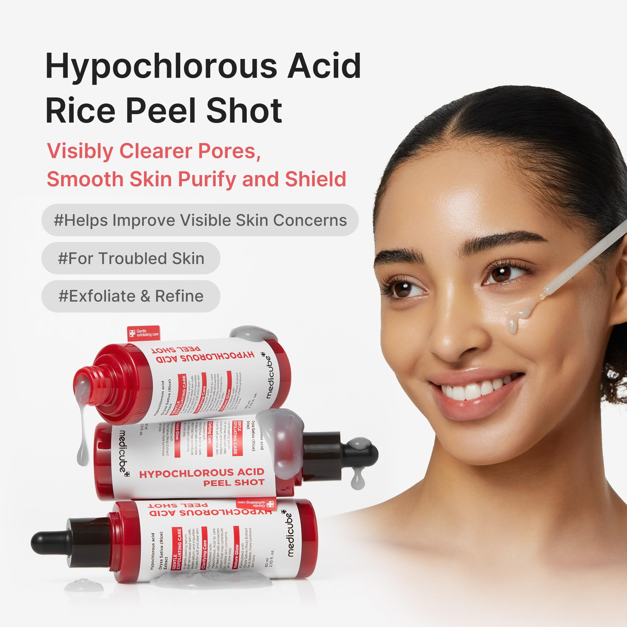 Medicube Hypochlorous Acid Rice Peel Shot packaging label details