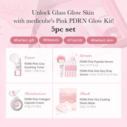 Medicube Salmon DNA PDRN skincare set components layout