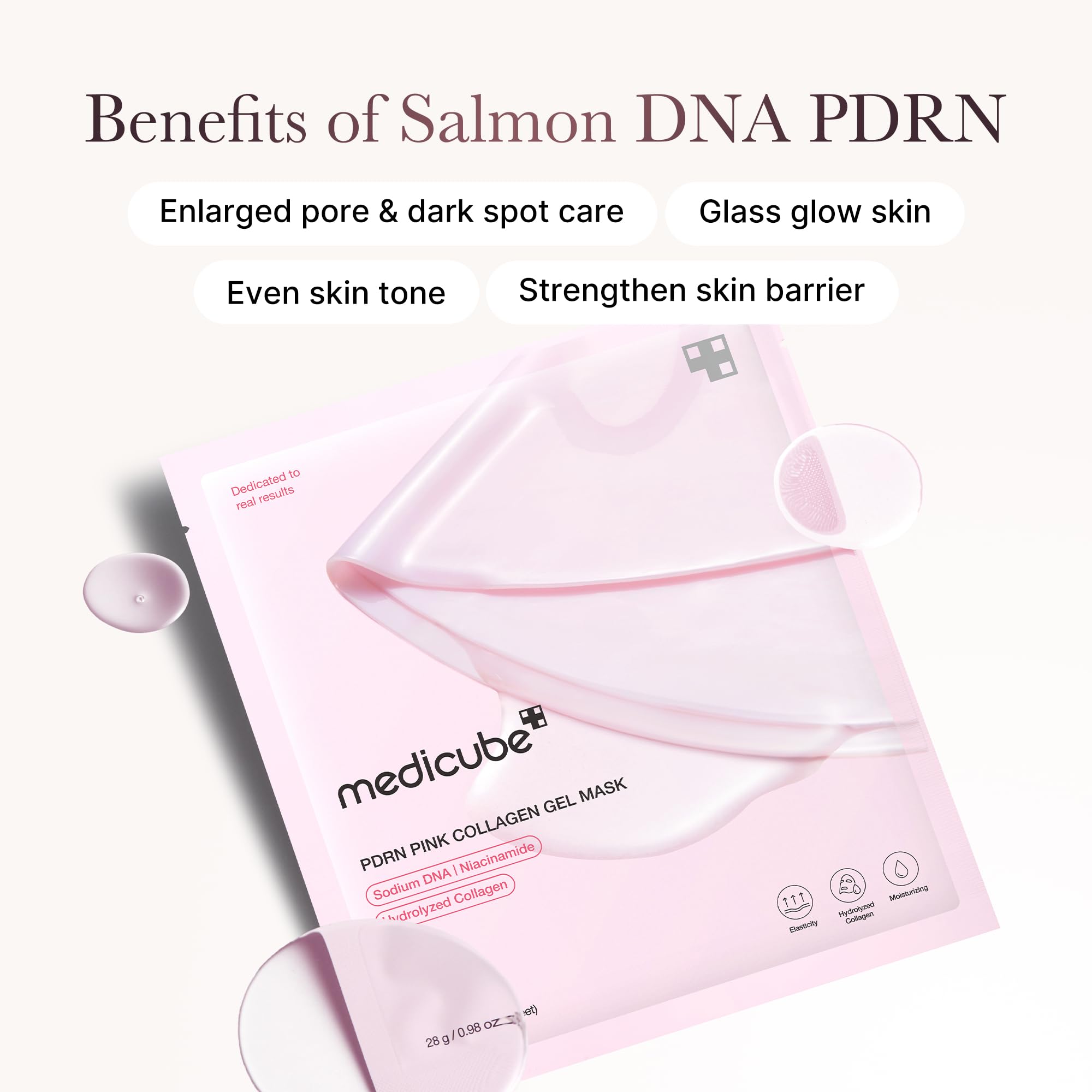 Medicube salmon DNA facial sheet mask text and ingredients