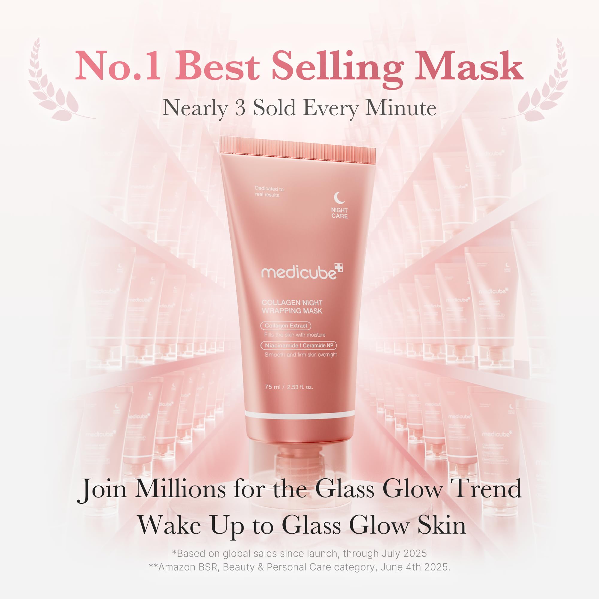 Medicube overnight collagen peel off mask packaging with hydration details