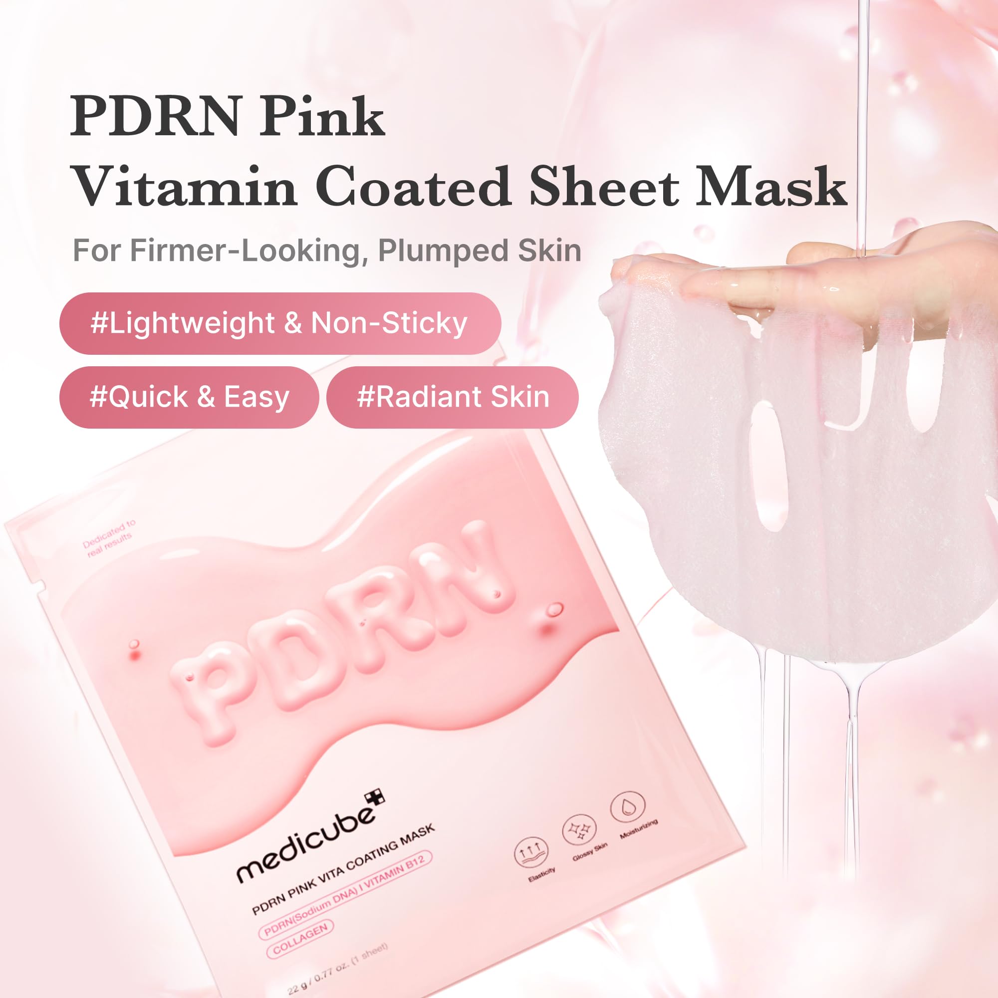 Medicube premium Korean skin care sheet mask individual pouch packaging with pink design elements