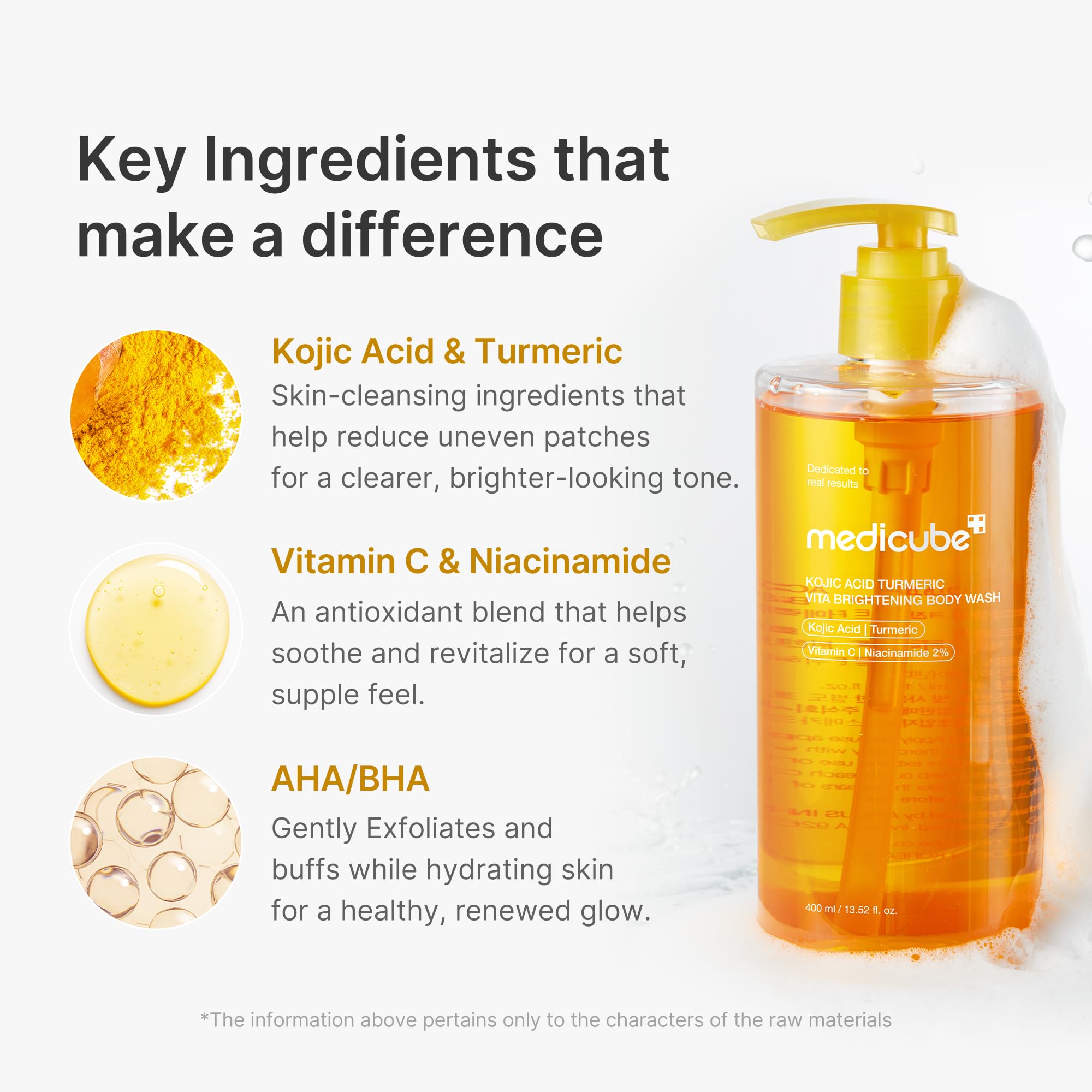 Back view of Medicube Kojic Acid body wash bottle showing details