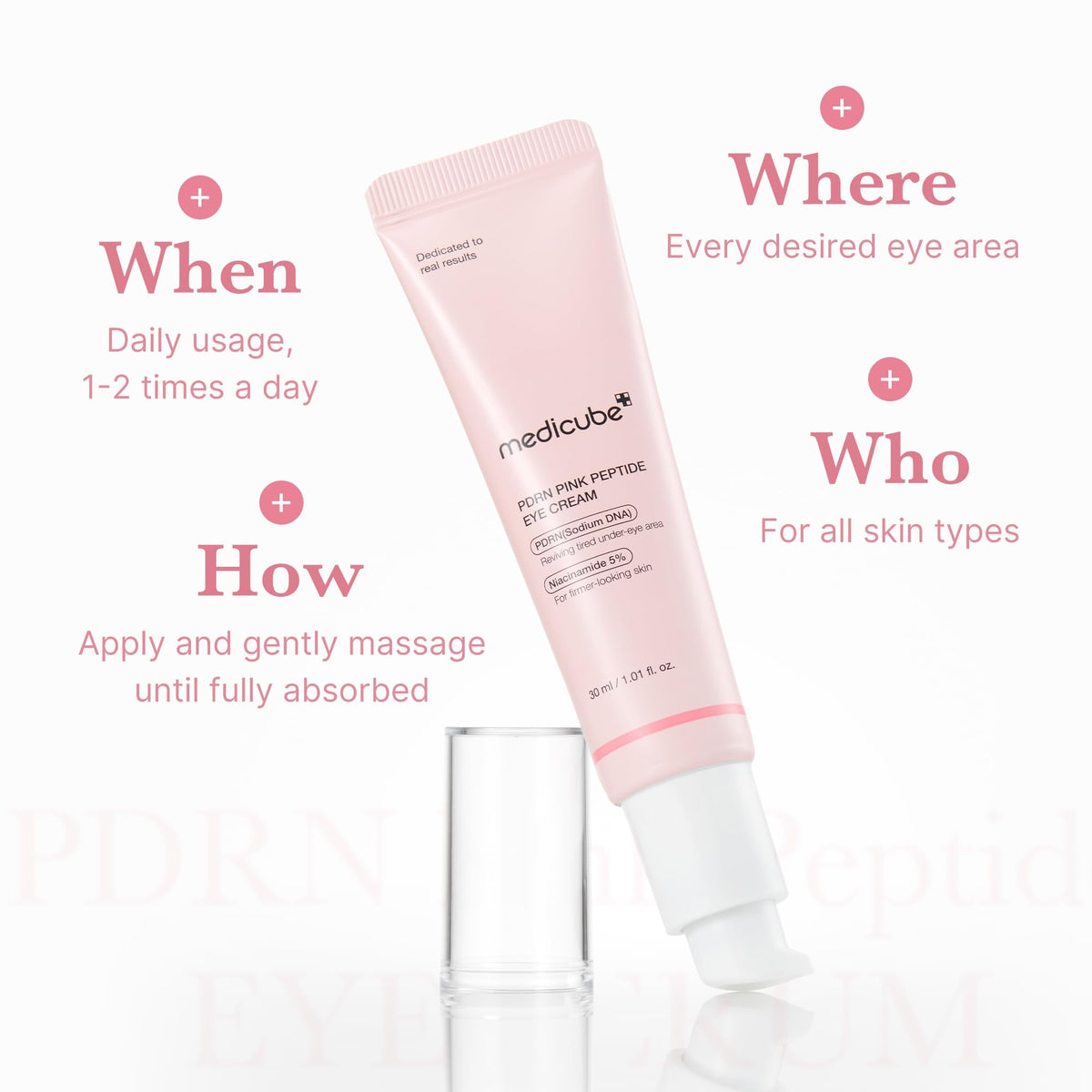 Side view of Medicube PDRN Pink Peptide Eye Serum bottle