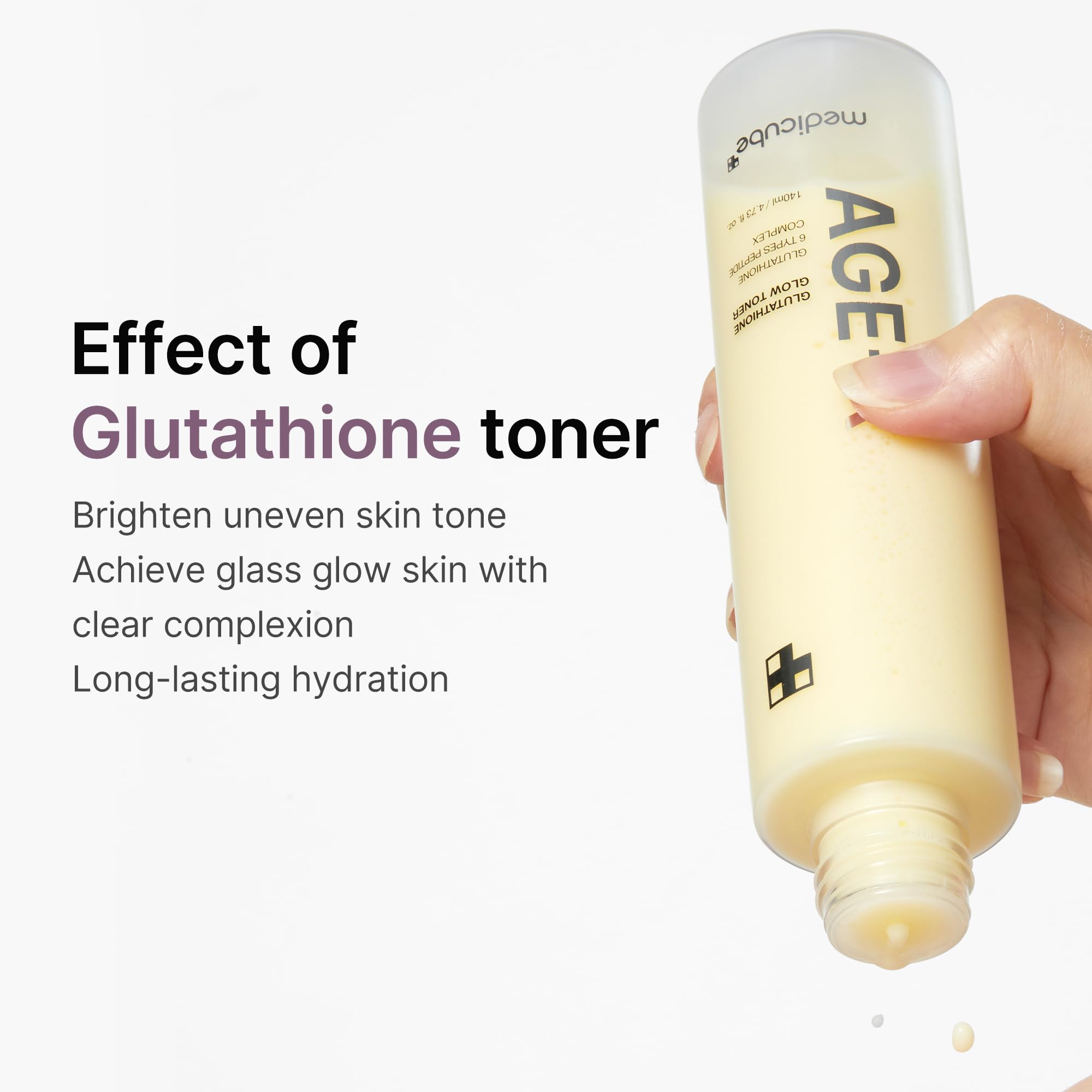 Medicube low irritation hydrating toner product packaging with ingredient details visible.