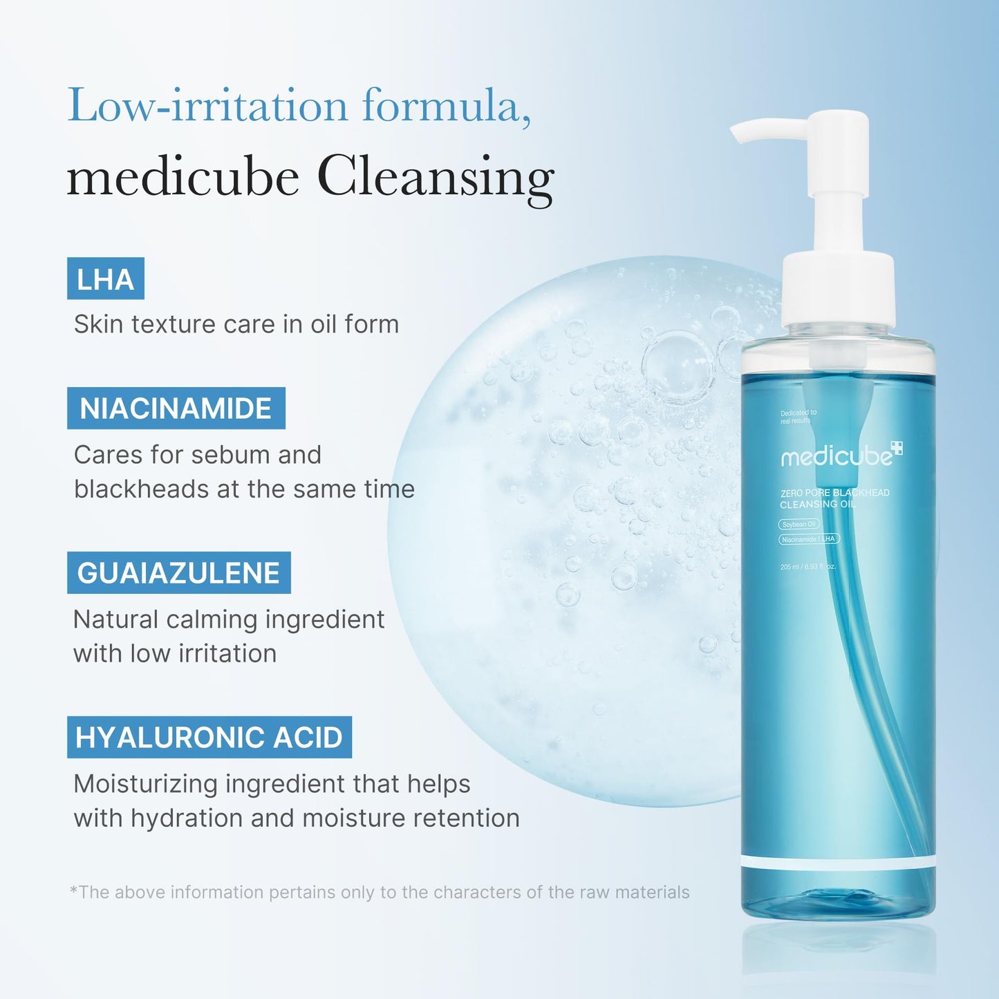 Medicube cleansing oil bottle with ingredient highlights