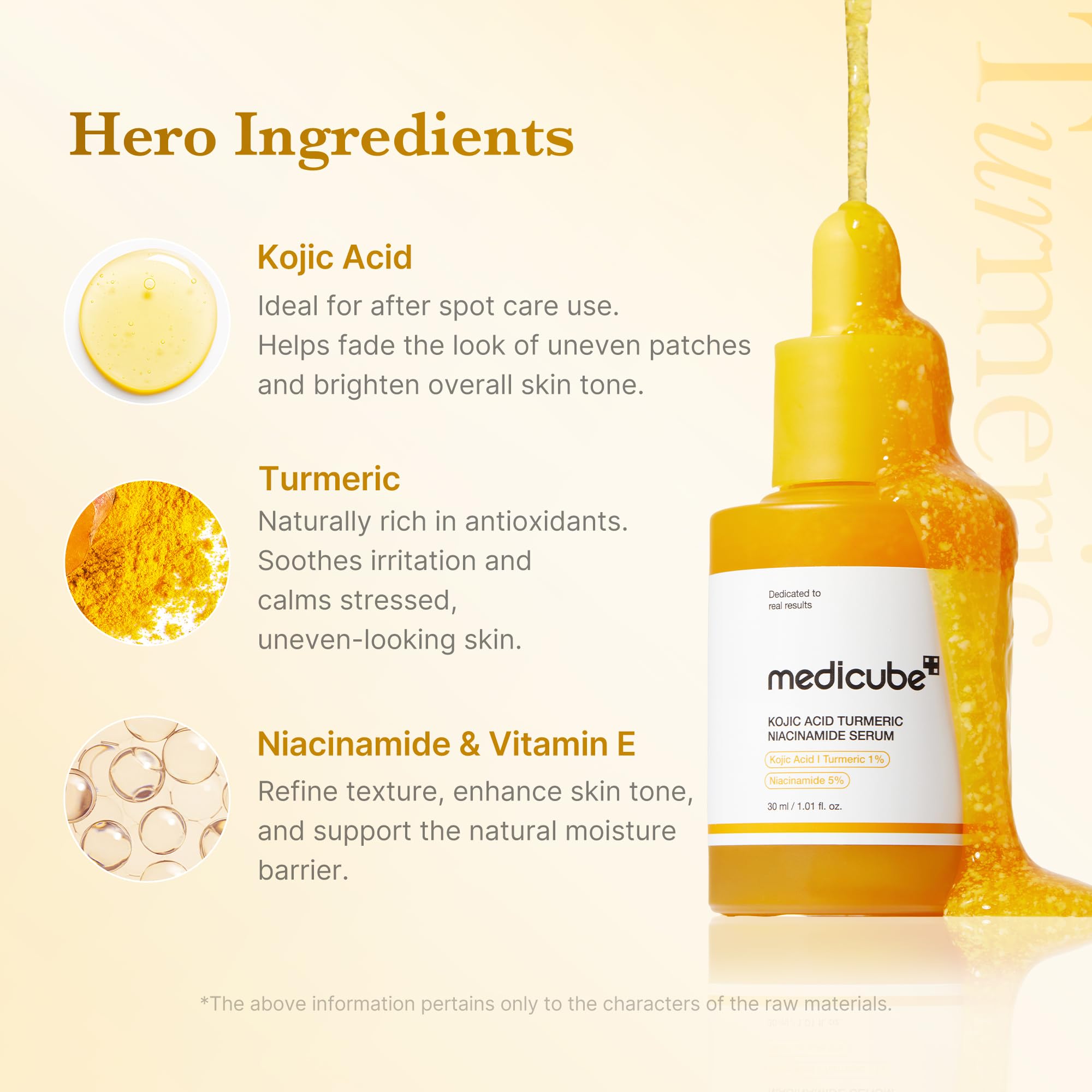 Close up of Medicube Kojic Acid Turmeric serum texture and dropper