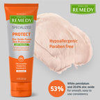 Texture demonstration of the thick white Medline Remedy specialized barrier cream