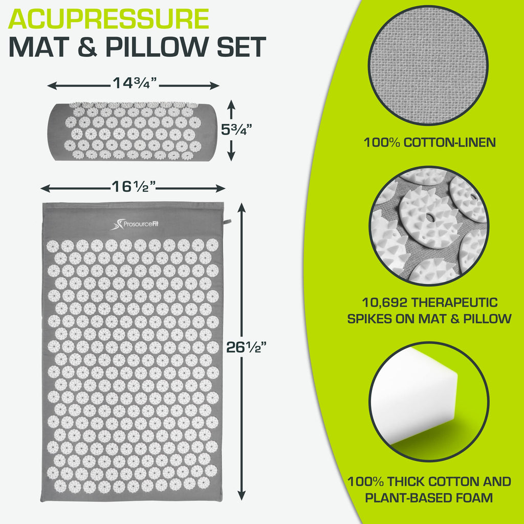 ProsourceFit grey acupressure mat rolled out on floor