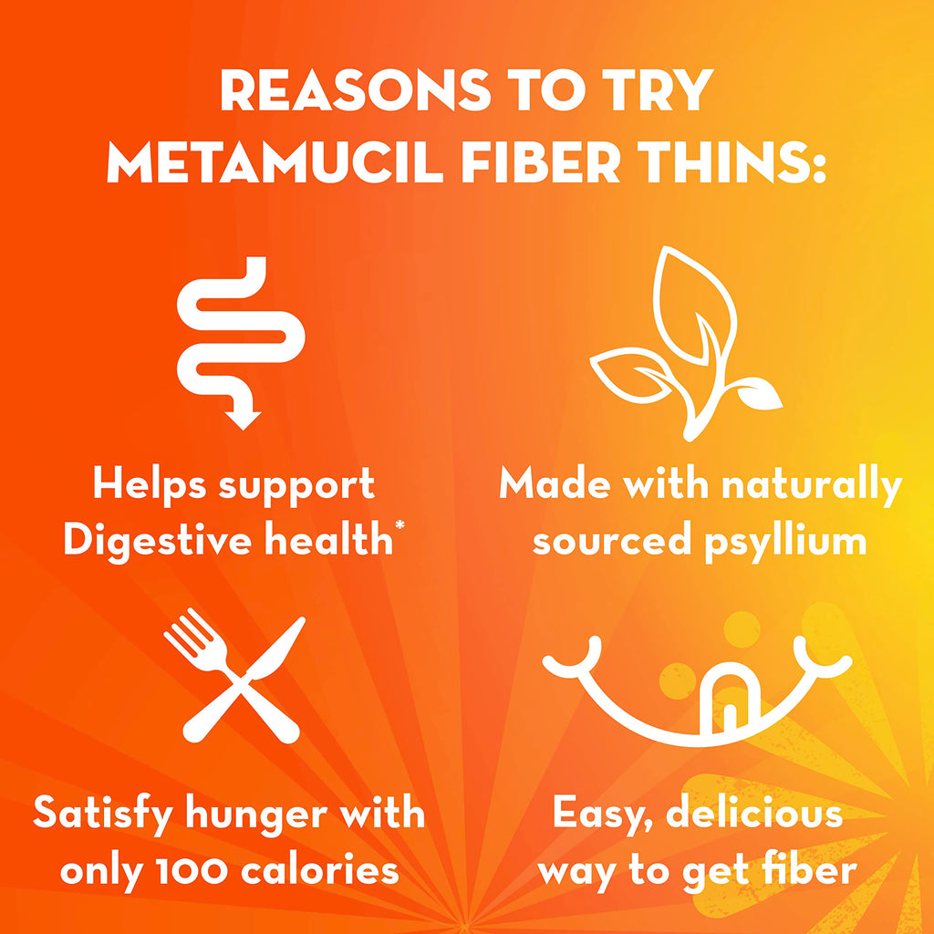 Metamucil Fiber Thins 5g fiber nutrition facts label