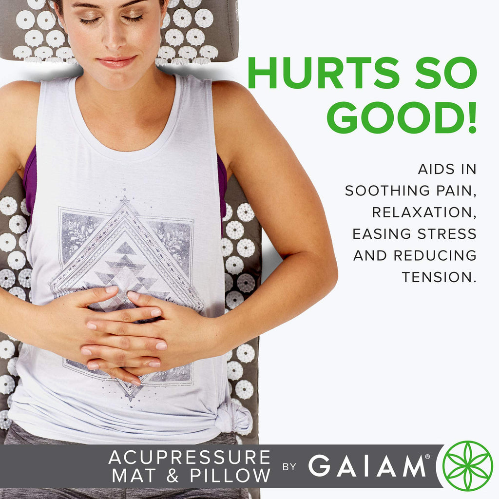 Complete Gaiam mat and pillow set in grey color
