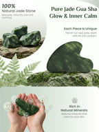 Authentic green jade facial massager resting on a soft protective pouch.