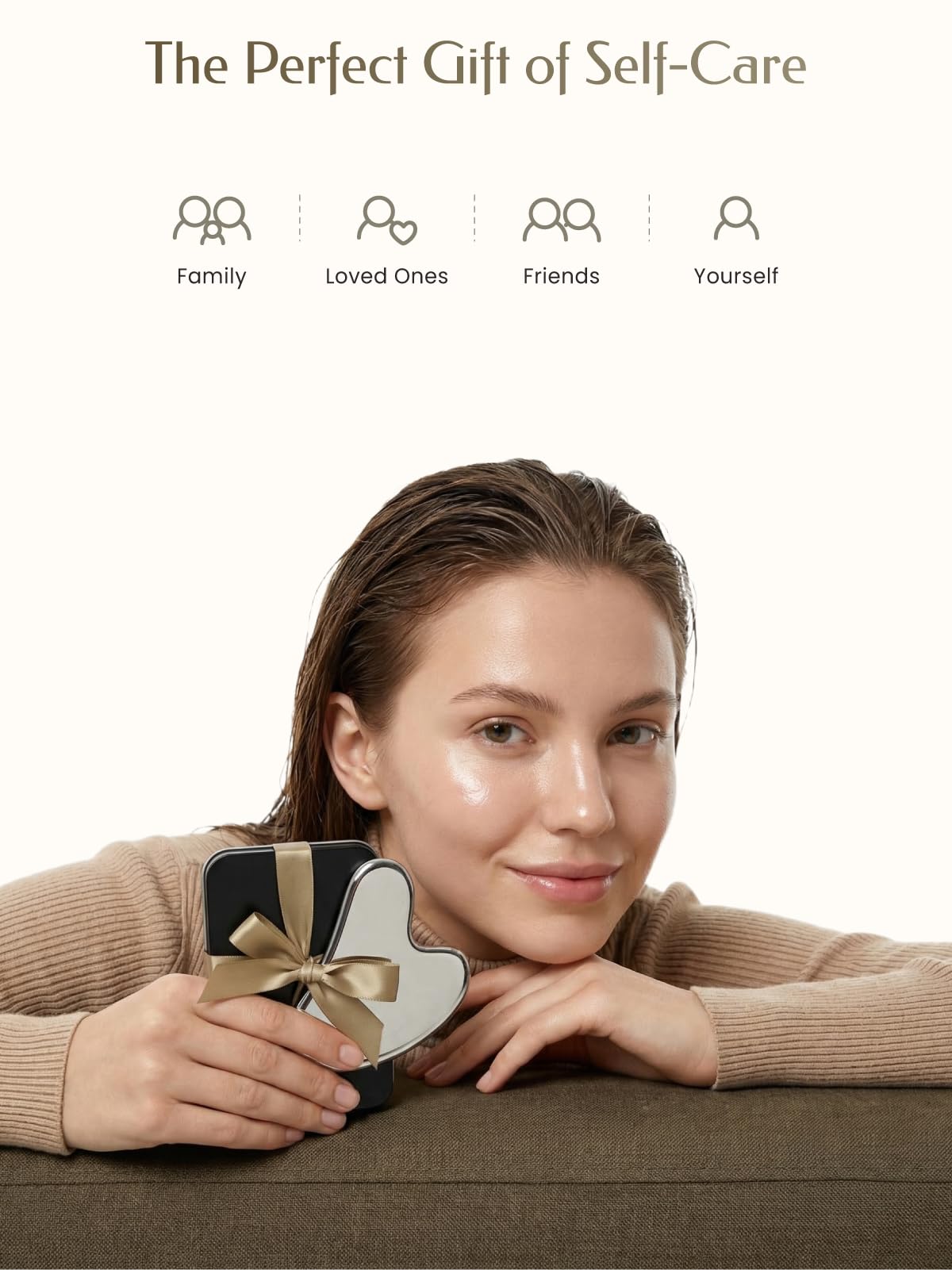 Tophld facial sculpting tool positioned for jawline massage