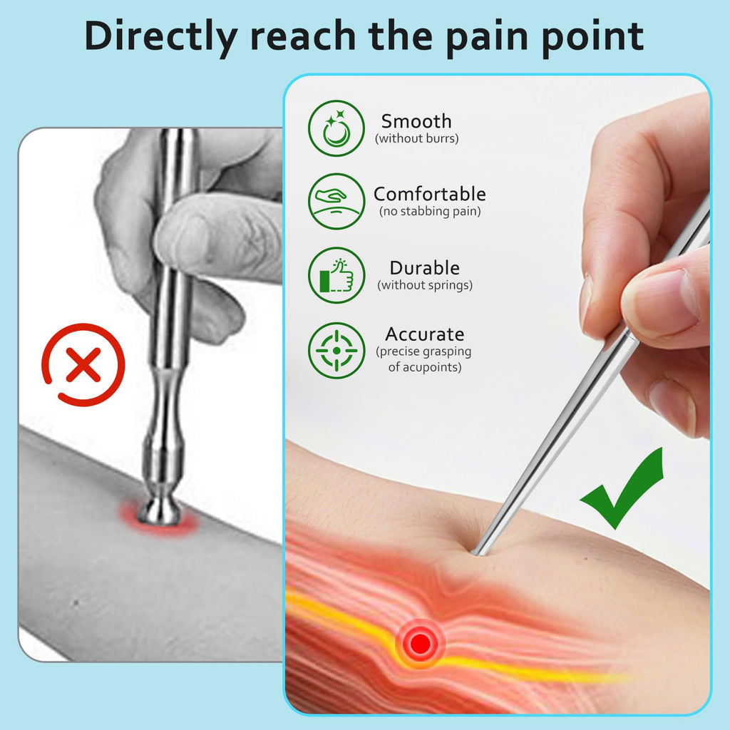 Side profile of the 5.1 inch portable stainless steel reflexology pen