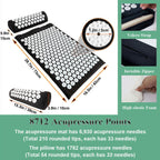 Xiaomage black acupressure mat showing plastic spike rosettes layout