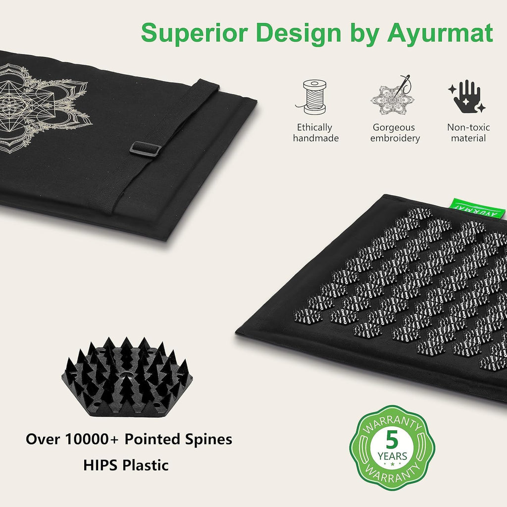 AyurMat acupressure mat set lifestyle use for back tension relief