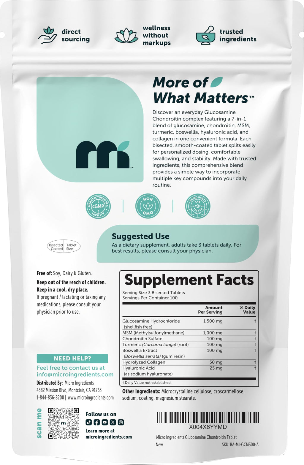Micro Ingredients 300 tablets package scale comparison