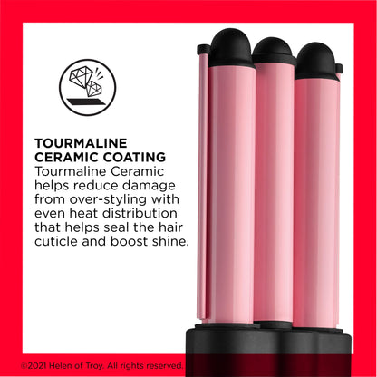 Revlon jumbo tourmaline ceramic hair styling iron displaying the temperature control dial