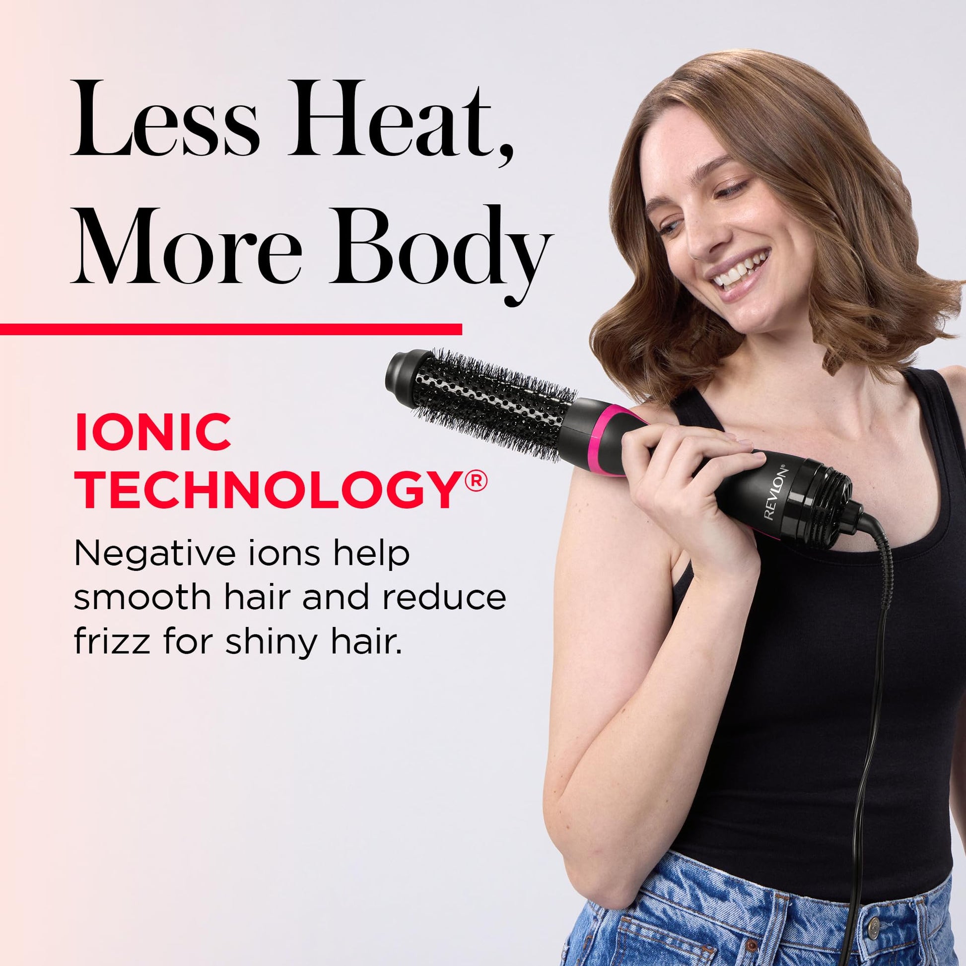 Revlon professional blowout tool being used to lift hair from the root area.