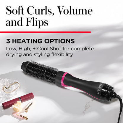 Revlon round brush dryer sleek black handle and heavy duty swivel cord design.