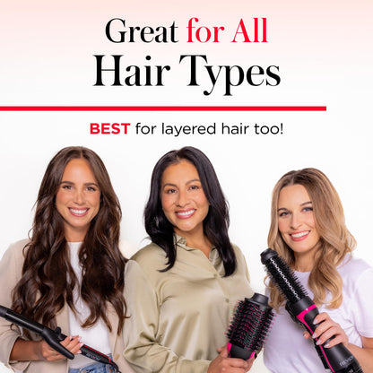 Revlon hair styler demonstration of soft curls and flips on medium length hair.