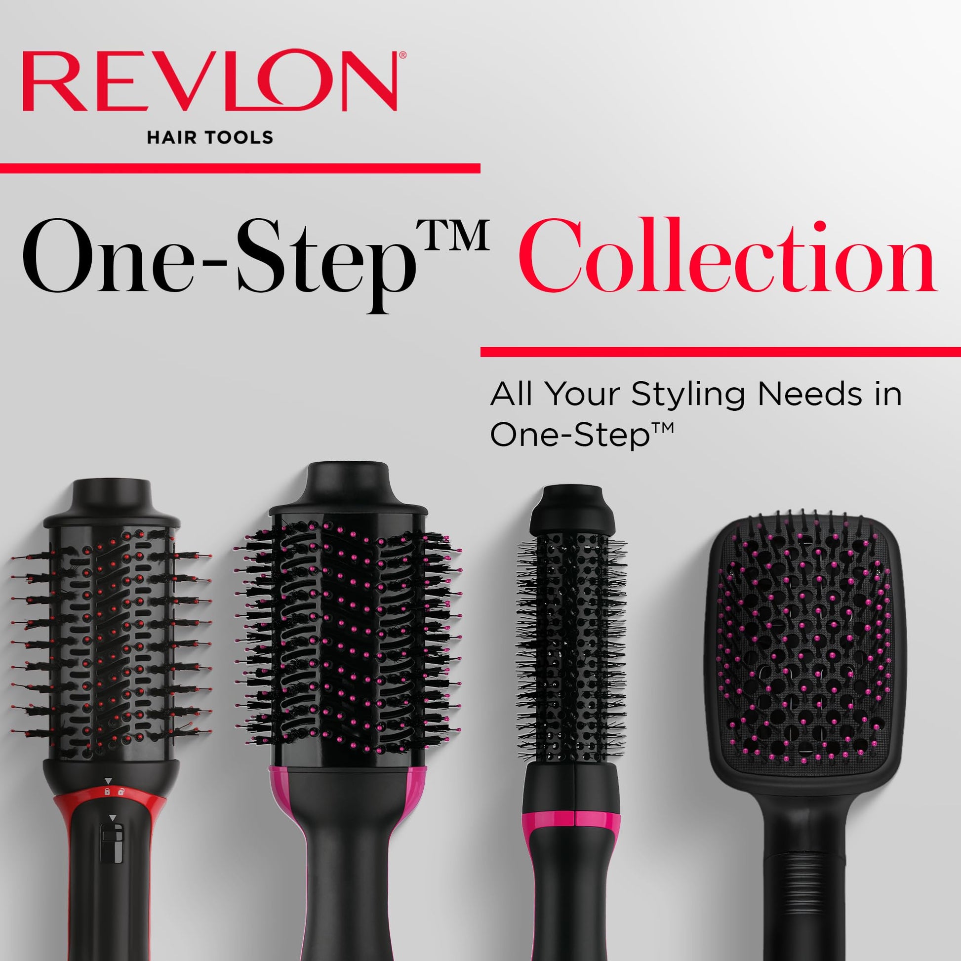 Revlon One-Step blow dryer brush side angle view highlighting the ergonomic styling grip.