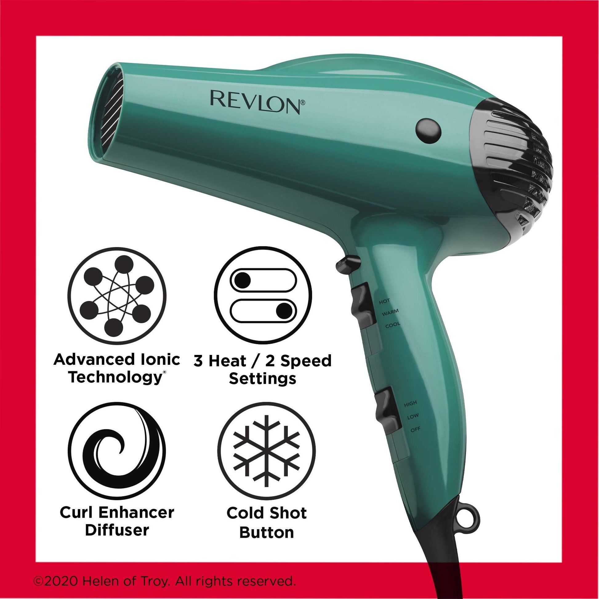 Revlon 1875W premium volume booster packaging box showing product attributes