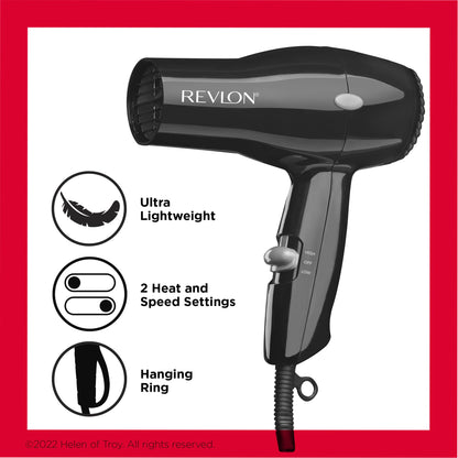 Revlon travel blow dryer unboxed demonstrating its small footprint and portable dimensions