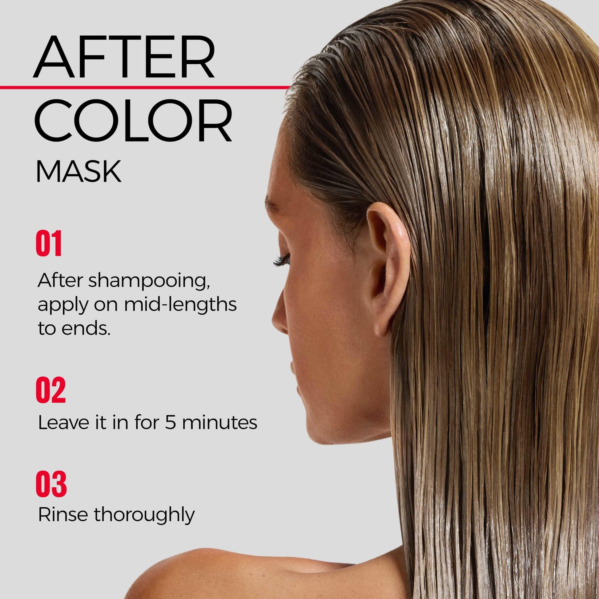 Side view of REVLON ColorSilk After Color Care Mask seven point six fluid ounce packaging